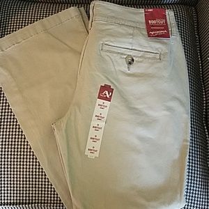 Khaki boot-cut pants